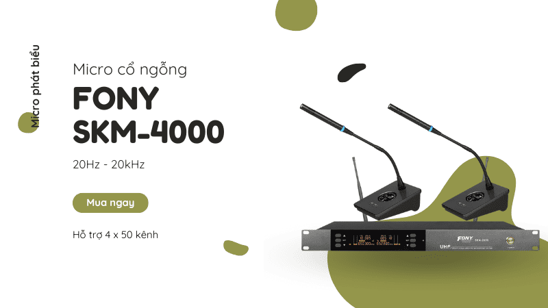 Micro phát biểu cổ ngỗng Fony SKM-4000 có hiệu suất tốt và công suất linh hoạt, dễ dàng dùng trong nhiều hệ thống âm thanh Micro phát biểu cổ ngỗng Fony SKM-4000 có hiệu suất tốt và công suất linh hoạt, dễ dàng dùng trong nhiều hệ thống âm thanh