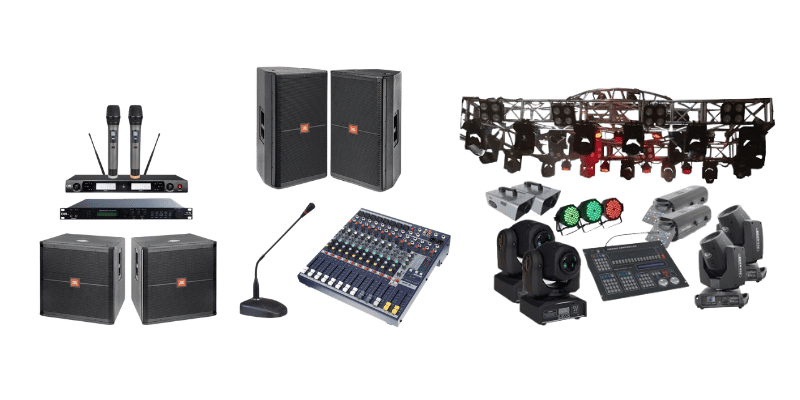 Các thiết bị bên trong hệ thống âm thanh hội trường đa năng Các thiết bị bên trong hệ thống âm thanh hội trường đa năng